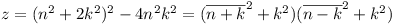 z = (n^2 + 2k^2)^2 - 4n^2k^2 = ((n + k)^2 + k^2)((n - k)^2 + k^2)