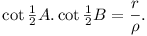 cot ½A.cot ½B = r / ho.