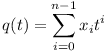 q(t) = \sum_{i=0}^{n-1} x_i t^i