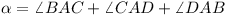 \alpha = \angle BAC + \angle CAD + \angle DAB