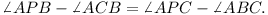 \angle APB - \angle ACB = \angle APC - \angle ABC.