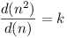 d(n^2) / d(n) = k