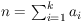 n = \sum_{i=1}^k a_i