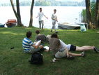 [On the grass by Lake Bled]