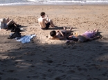 [Sunbathing on the beach]