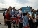 [UK people with flags]