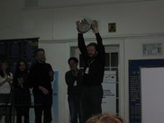 [Ilya from Russia lifting the trophy for the winning team]